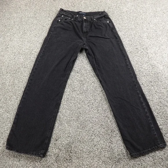 Aeropostale Jeans Womens 10 Dark Black Denim Pants Hi Rise 90s Baggy Straight - Picture 2 of 13